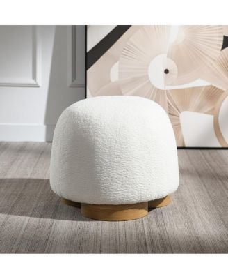 Fully Assembled Round Soft Teddy Fabric Upholstered Ottoman Footstool