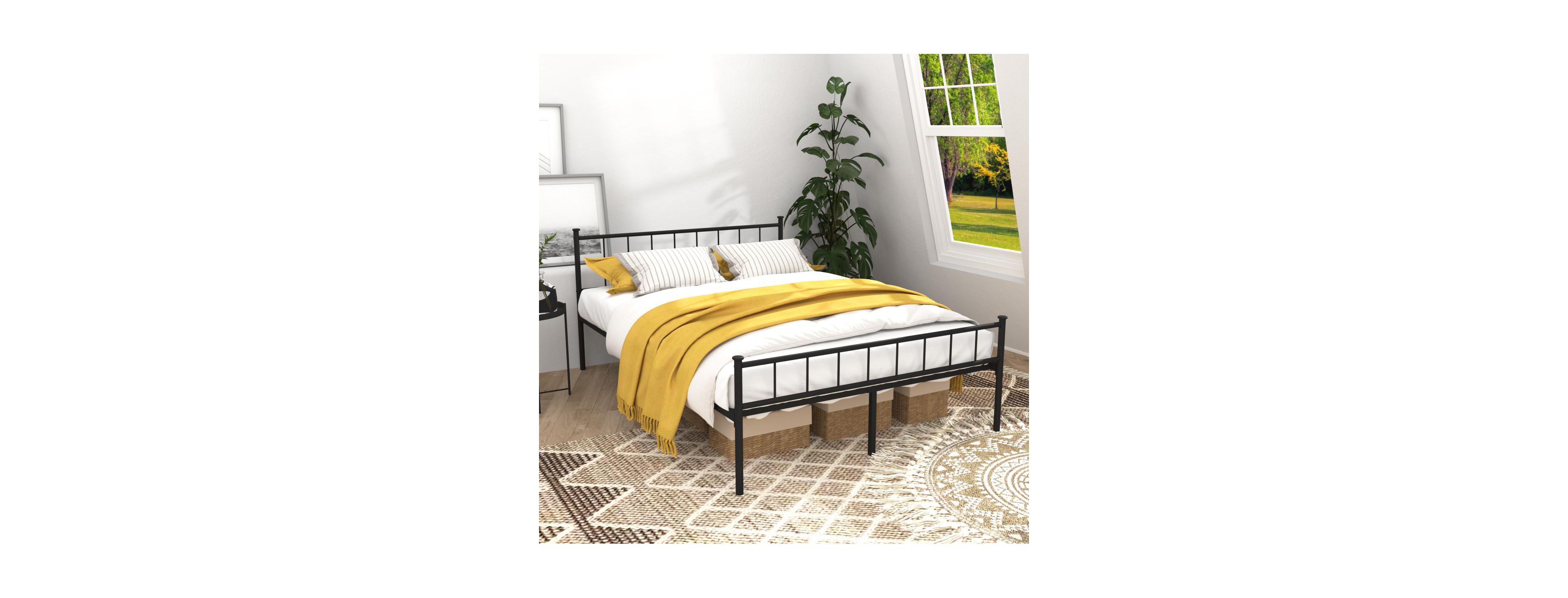 Streamdale Furniture 74 inches Full Size Bed Frame with Headboard/Footboard, Under Bed Storage