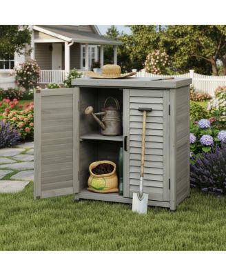 Potting Bench with Storage Cabinet and Metal Table Top
