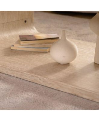 Modern Open-Frame Curved Light Wood Coffee Table with Storage