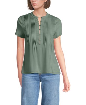 Women's Lightweight Jersey Button Pintuck Top