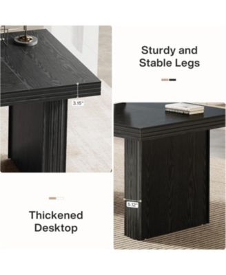 63" Executive Desk, Modern Executive Office Desk with Thickened Desktop and Heavy-Duty Legs, Wood Writing Workstation Study Table