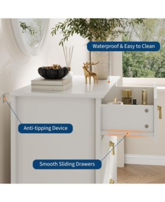 32" Wide 5-Drawer Wooden Dresser with Metal Handles Bedroom Storage Cabinet