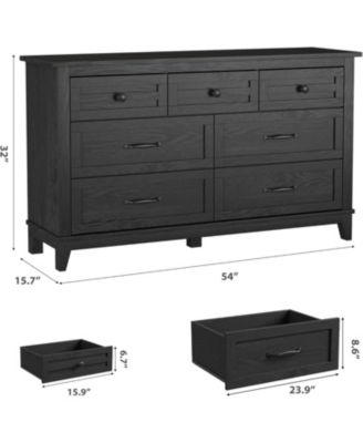 7 Dresser for Bedroom, 54 in Wide Drawer Dresser with Storage Freestanding, Wooden Closet Storage Chest for Living Room, Bedroom, Entryway