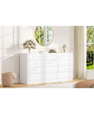 12-Drawer Wood Storage Dresser with Power Outlet