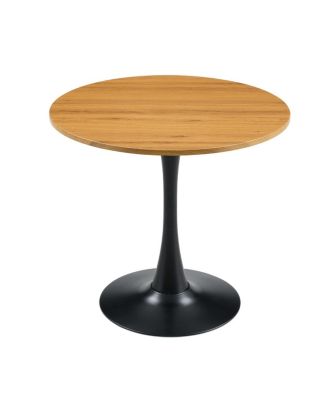 Round Dining Table, 31.5" Tulip Bistro Table with Metal Pedestal (Faux Wood)