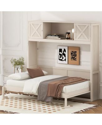  Queen Size Murphy Bed with Storage Cabinets