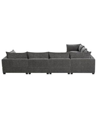 117 inches Modular Sectional Sofa with Storage Ottoman, 7 Seat U Shaped Couch
