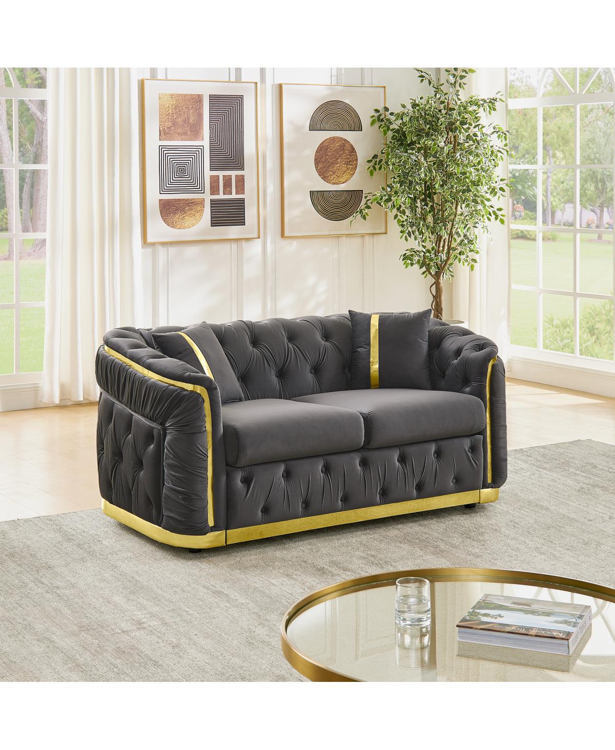 Streamdale Furniture Streamdale Mid Century Modern Chesterfield Loveseat Couch