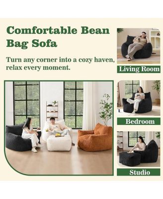 Ergonomic Corduroy Lounge Chair with Ottoman