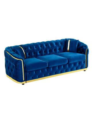  Mid Century Modern Chesterfield Sofa, Luxury Velvet