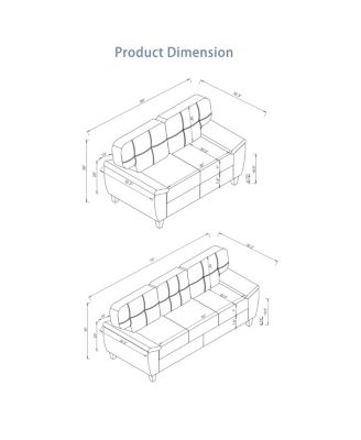 28 inches Modern 2-Piece Faux Leather Sofa with Storage