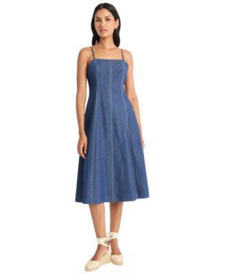 Women's Sleeveless Chambray Midi Dress