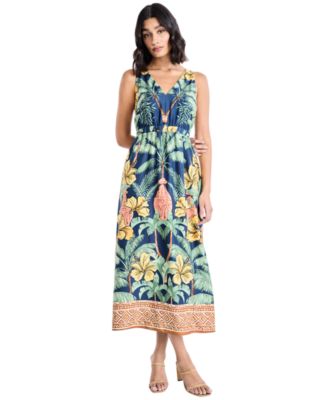 Women's Sleeveless Printed Midi Dress