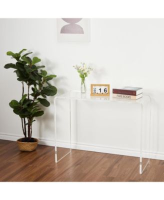 Acrylic Narrow Console Table for Entryway Acrylic Desk, Square Legs, Skinny Entry Table for Sofa, Foyer, Hallway, Living Room
