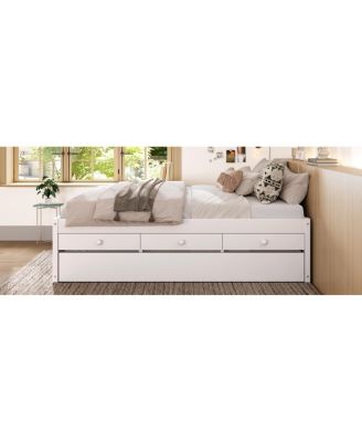 Full Platform Bed with Trundle, 2 Drawers, Power Strip