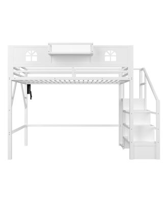 Queen Size Loft Bed with Stairs and Wardrobe