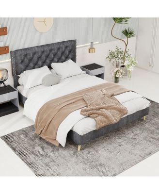 Velvet Upholstered Queen Bed - Luxurious & Peaceful Master Bedroom Focus