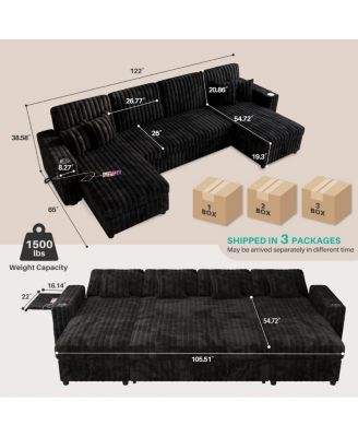 U Shaped Sleeper Sofa- 2 in 1 Pull Out Bed