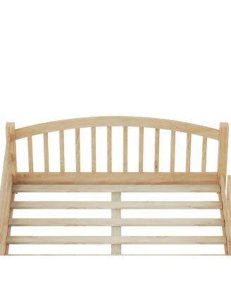 Montessori Floor Bed with Slats & Guardrails, Solid Wood, Easy Assemble