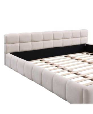 Streamdale Elegant  Chenille Upholstered Bed with Checkerboard Design