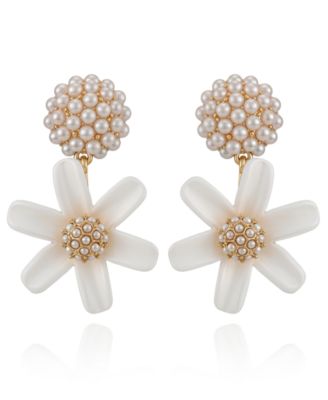 Daisy Imitation Pearl Drop Earrings