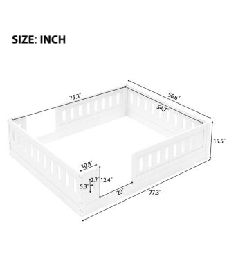 Wood Full Size Platform Bed with Guardrail