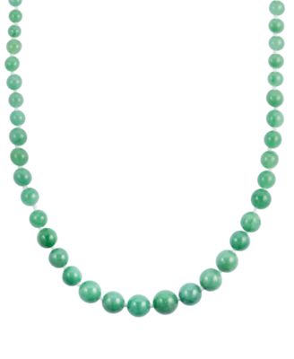 Green Jade (6-10mm) Graduated Necklace in Sterling Silver