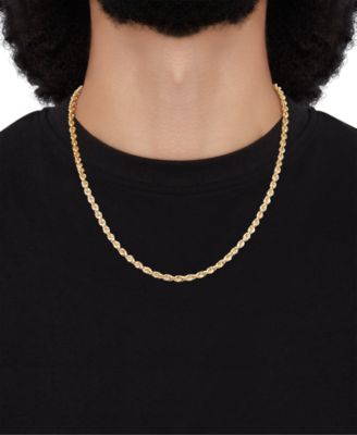 Hollow Rope Chain Necklace in 14k Yellow Gold