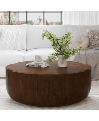 Streamdale Modern Wood Grain Drum Coffee Table