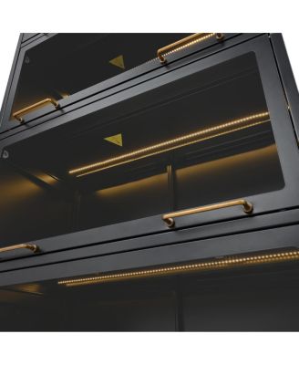 Streamdale 76.75" Tall Iron Display Cabinet with Glass Doors & LED Lights