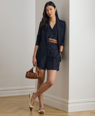 Women's Single-Button Notch Lapel Twill Blazer