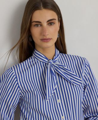 Women's Tie-Neck Balloon-Sleeve Shirt