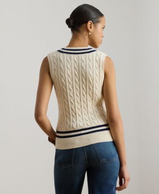 Women's Cable-Knit Cricket V-Neck Sweater Vest