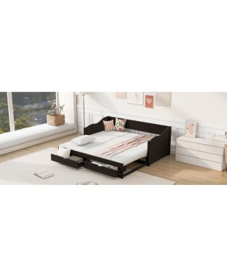 Streamdale Wooden Daybed with Trundle & 2 Storage Drawers, Extendable Sofa Bed