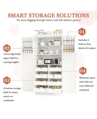 Freestanding Kitchen Pantry Cabinet, 35.5x17.6x70.9