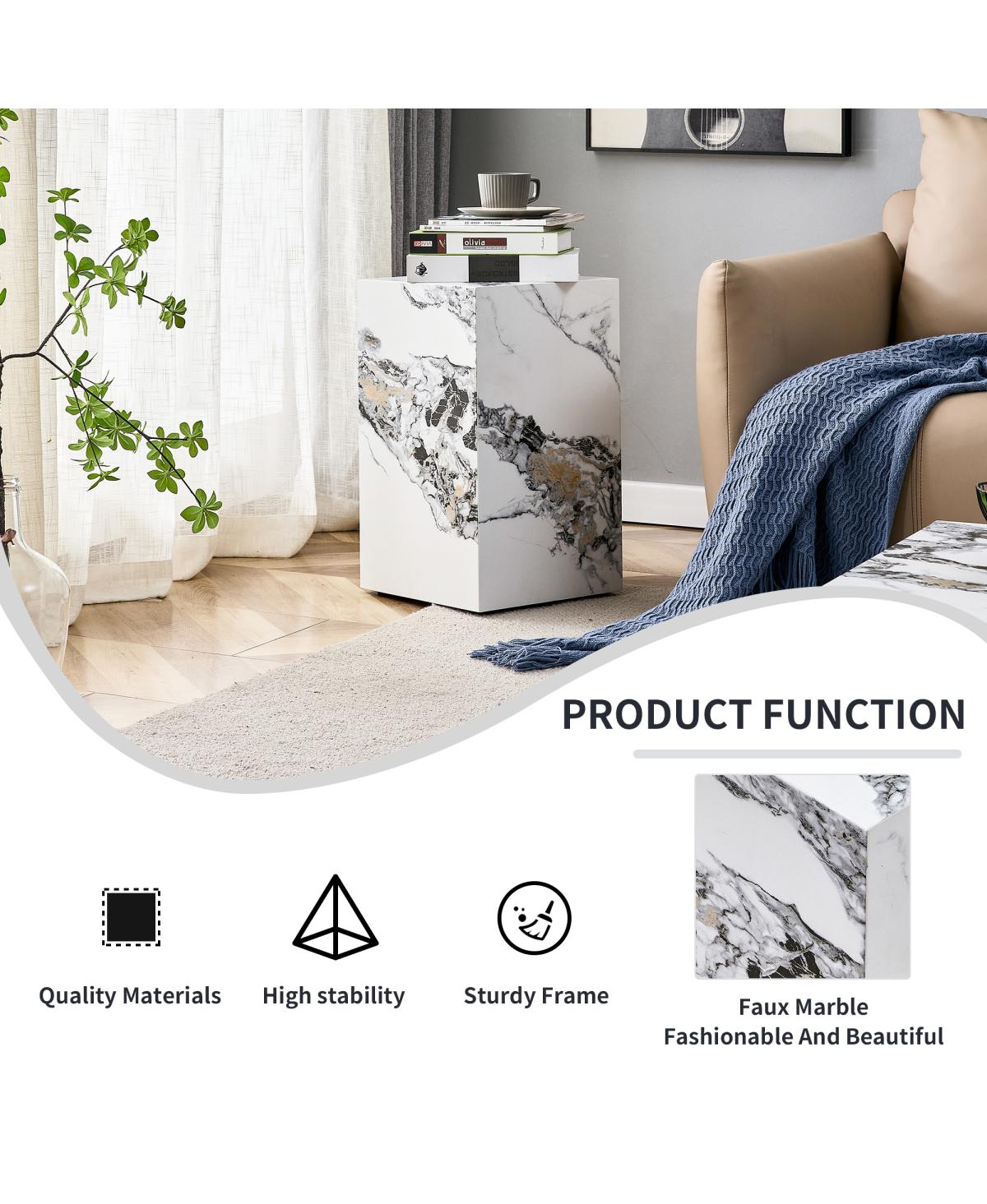 Streamdale Furniture Marble Pattern Mdf Coffee Table - Ready to Use