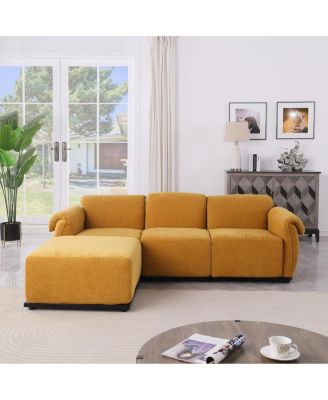 93" L chenille modular sofa with iron frame