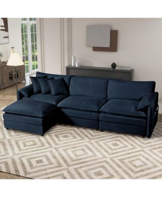 Modular Sectional Sofa , 3-Seater Comfy Cloud Couches with Movable Ottoman,  Chenille