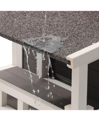 2-Story Insulated Cat House with Balcony, Weatherproof Wooden Shelter for Indoor & Outdoor Cats