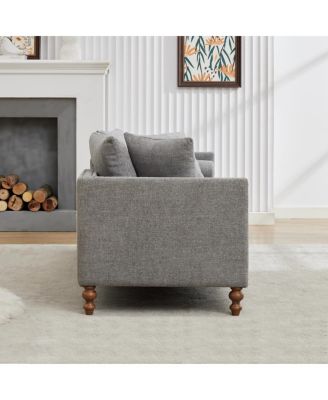 75.2" Wide Upholstered Chaise Lounge with Nailheads & 4 Pillows