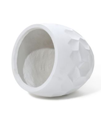 14.6-Inch Round White Geometric MgO Planter