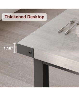 70.87 Inch Large Farmhouse Dining Table with Wood Grain Engineered Panels and Sturdy Black Metal Legs Seats 6-8 Dual Use as Home Office Desk