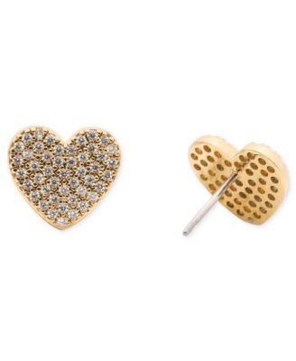 Cubic Zirconia Pave Heart Stud Earrings