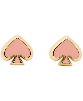 Gold-Tone Brass Spade Enamel Stud Earrings