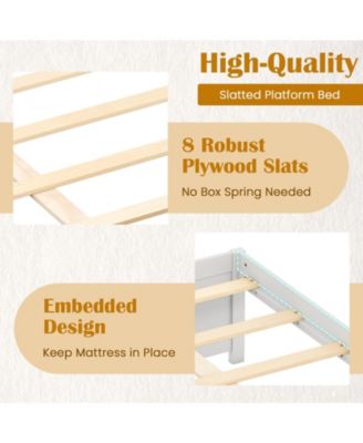 Queen Size Bed Frame with 2 Rolling Storage Drawers