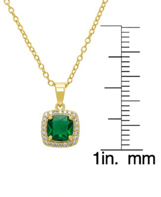2-Pc. Lab Grown Emerald (1.48 ct. t.w.) and Lab Grown White Sapphire (0.5 ct. t.w.) Pendant Necklace and Stud Earrings Set in Sterling Silver
