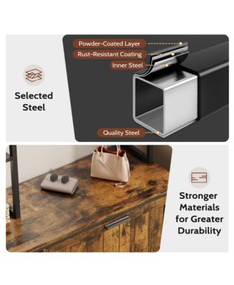 Hall Tree Coat Rack - Flip-top Shoe Cabinet, 5 Storage Compartments, Cushioned Bench, 4 Hooks for Entryway, Hallway
