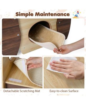 Rocket Shape Cat Tree with 2 Condos & Sisal Scratch Pads, Hanging Pompom Toys