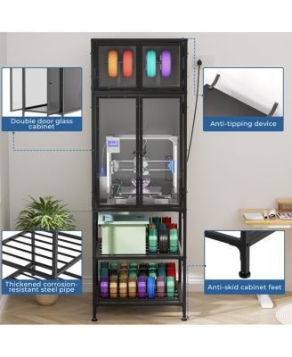  3D Printer Cabinet with Filament Storage Rack & Noise-Reducing Design